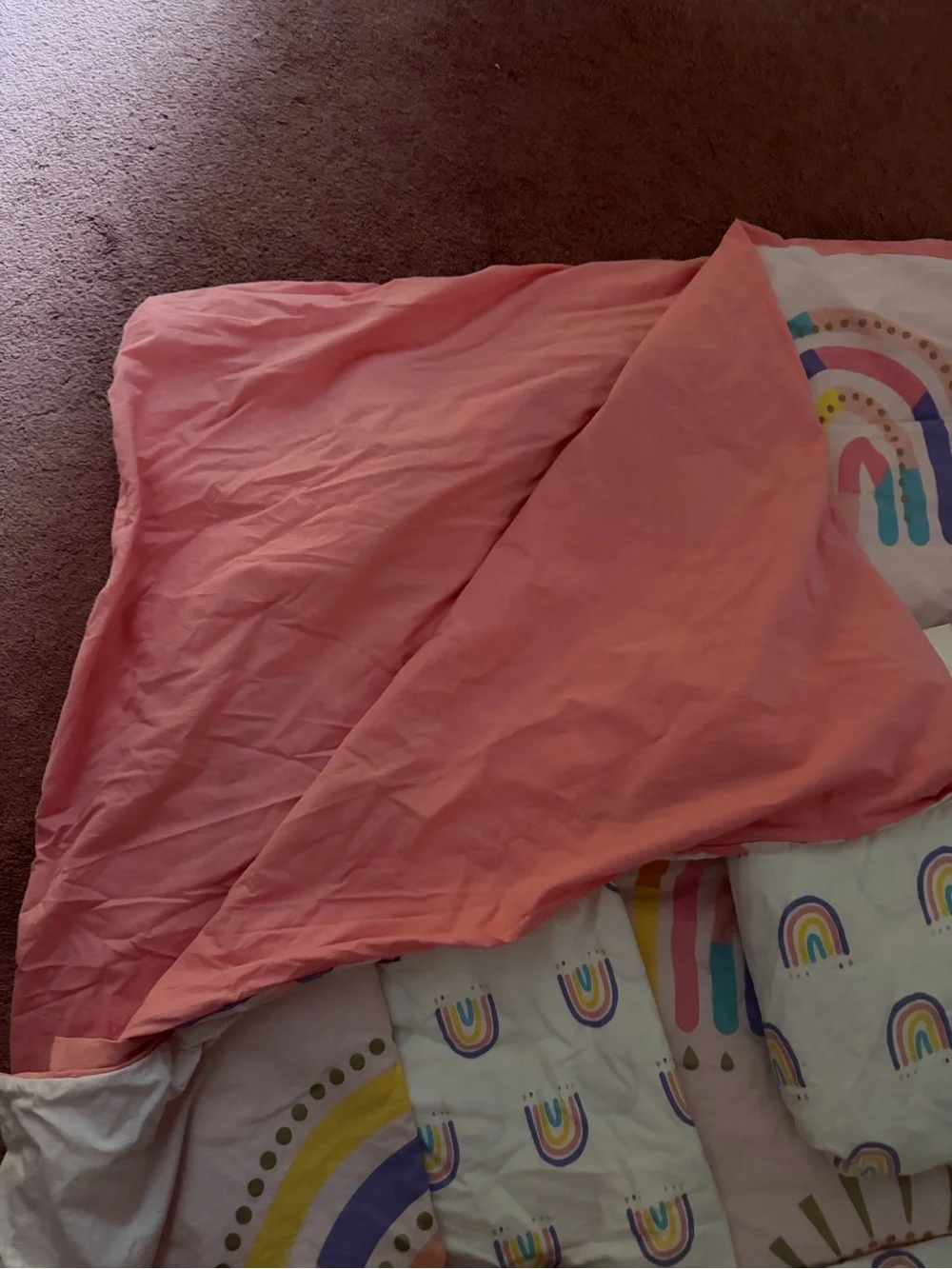Source Unknown Rainbow Print Duvet Cover Set in Pink, Yellow, Blue